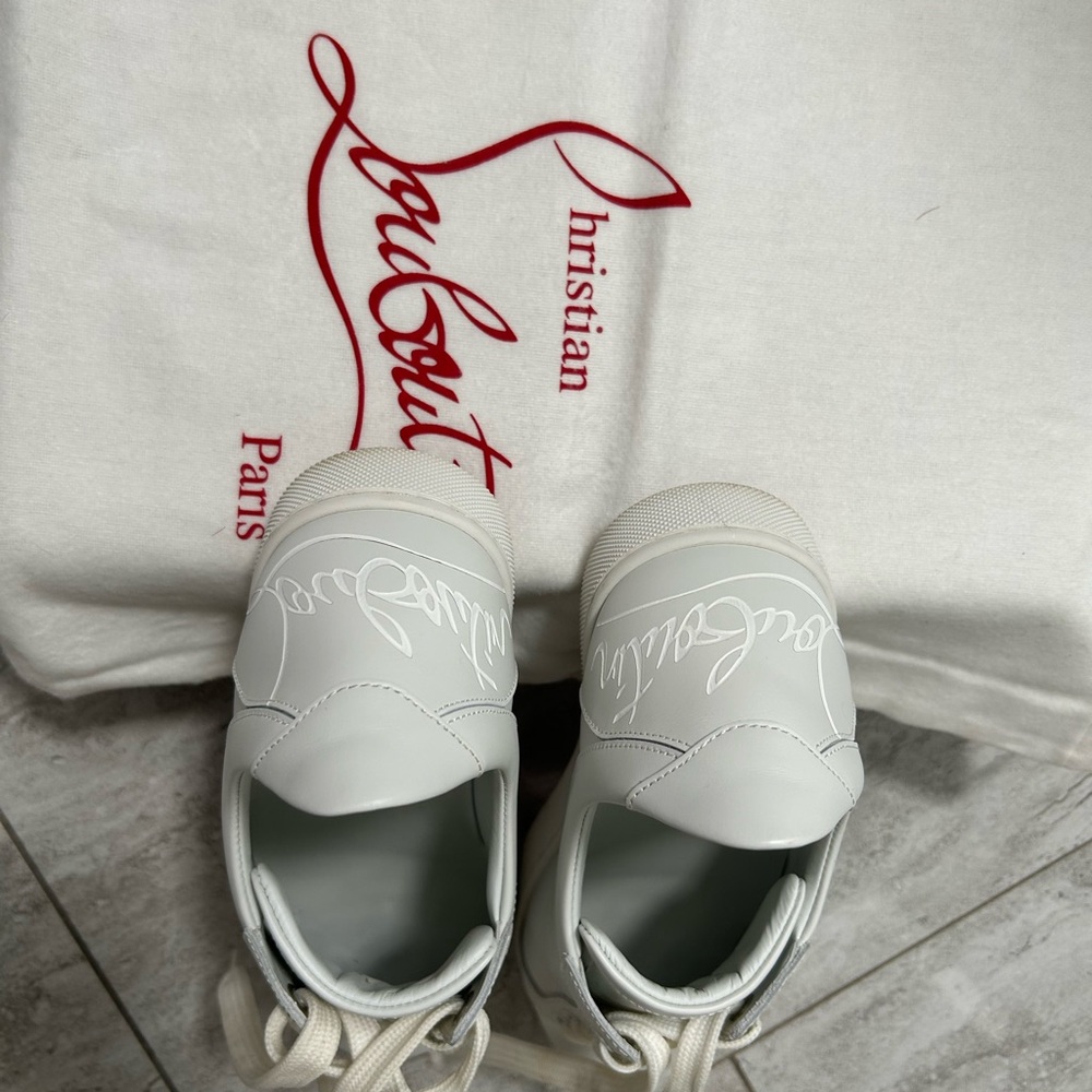 Christian Louboutin White Low-Top Script Sneakers